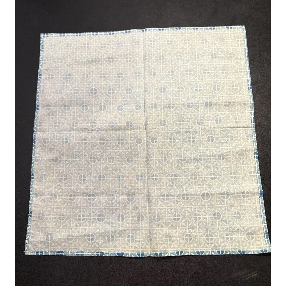 Retro Indigo Blue Cloth Medallion Napkins Set of 4 Coastal Nautical Beach 18”